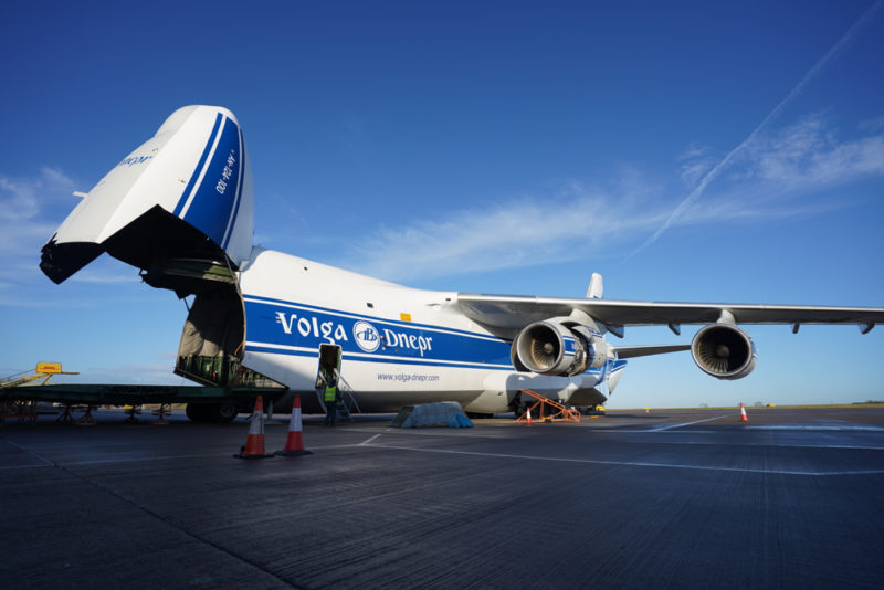 an airplane with its engine open