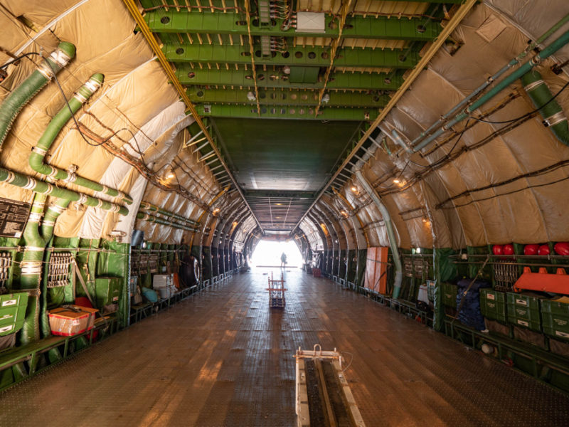inside a large airplane tunnel
