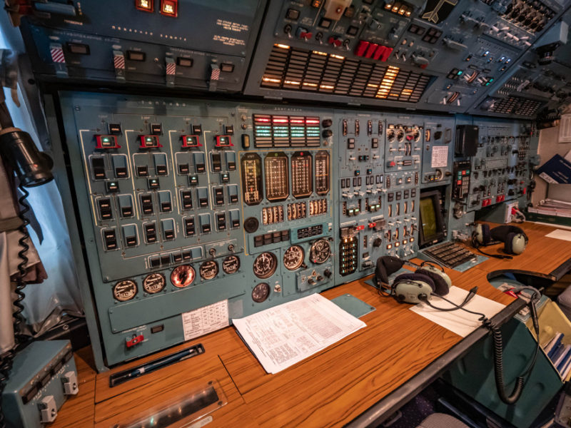 a control panel of an airplane