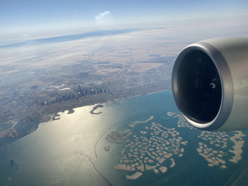 an airplane engine and land and water