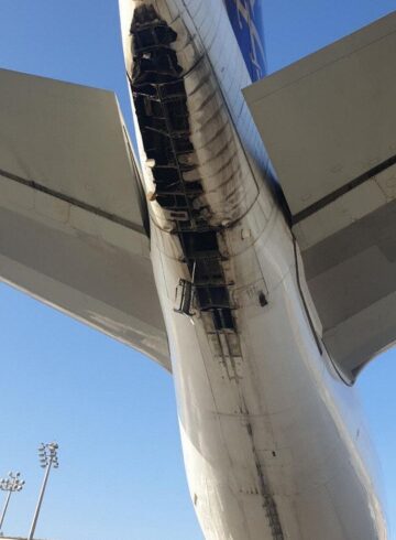 Boeing 747 Freighter Tail Tears Open From Tailstrike