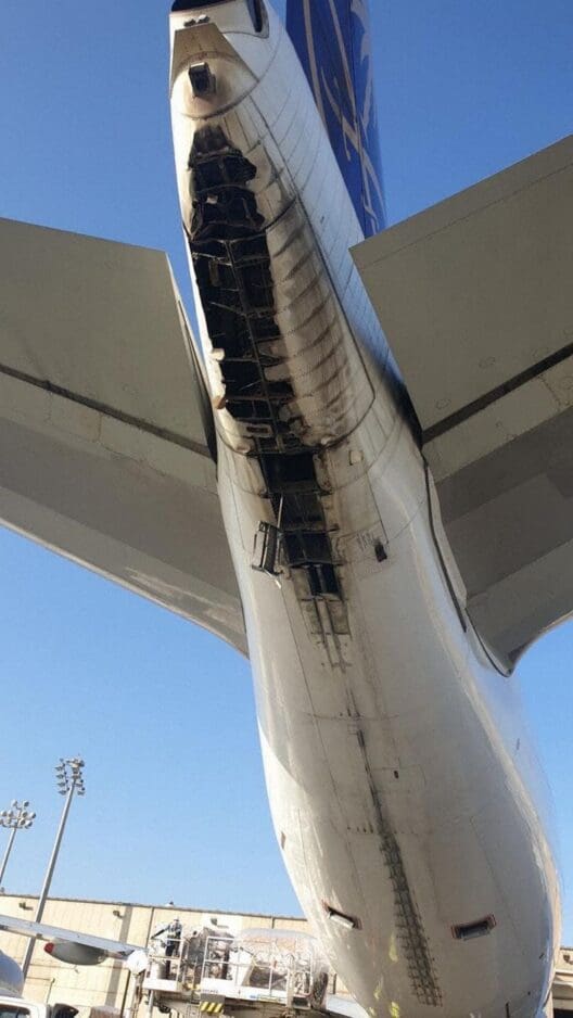 Boeing 747 Freighter Tail Tears Open From Tailstrike