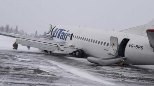 Utair Boeing 737-500 Landing Gear Collapses