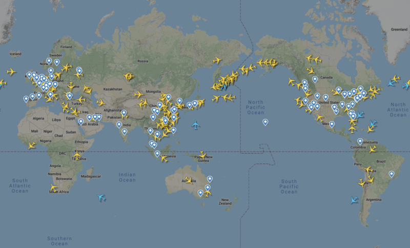 a map of the world with airplanes flying