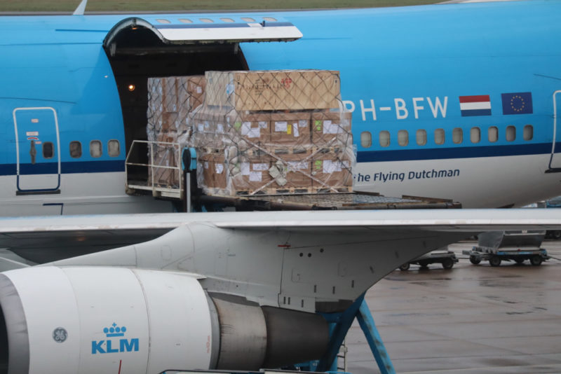 a plane with a load of boxes