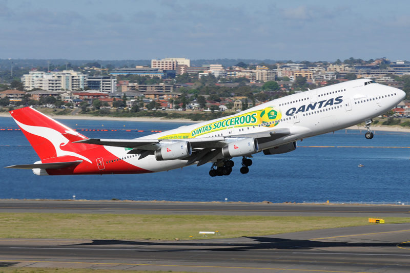 a large airplane taking off