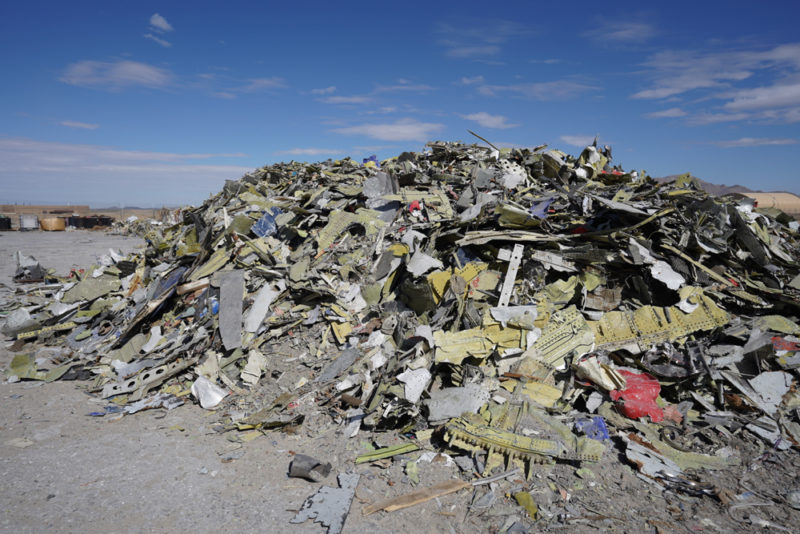 a large pile of debris