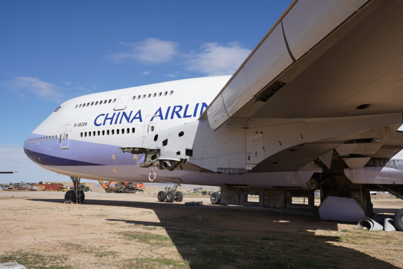 an airplane with the wing of it