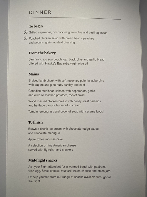 a menu of food on a white surface