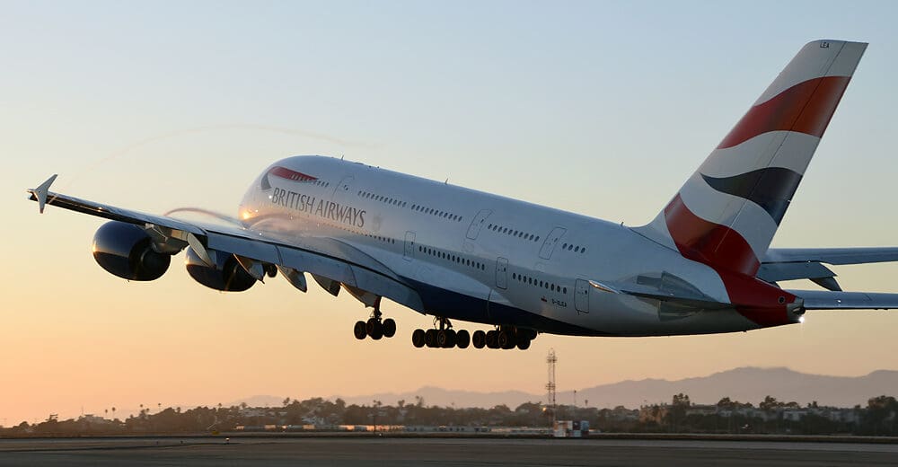 a large airplane taking off