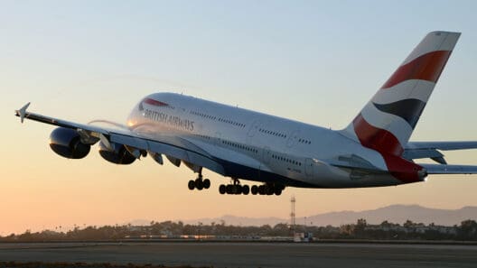 a large airplane taking off