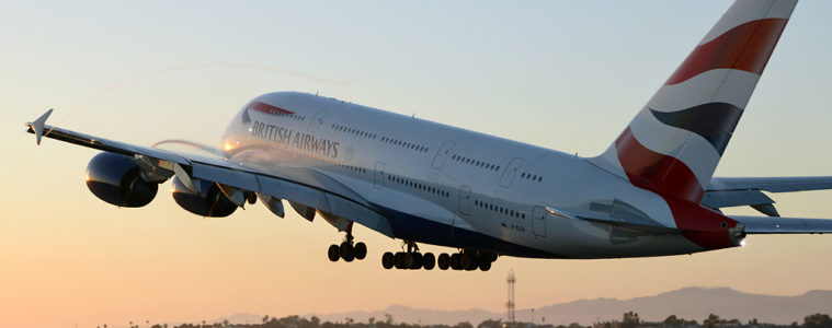 a large airplane taking off