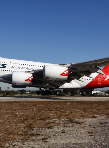 a large airplane taking off