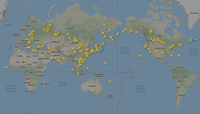 a map of the world with planes flying