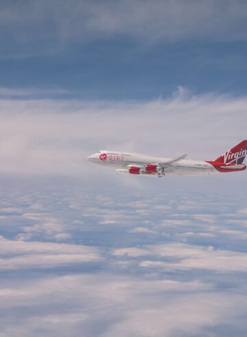 an airplane flying in the sky
