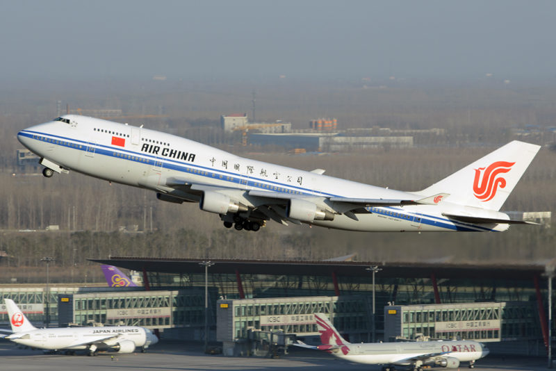 Air China B747-400 climbing out of Beijing