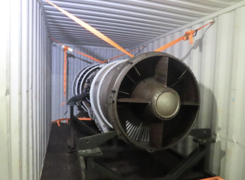 a large engine in a container