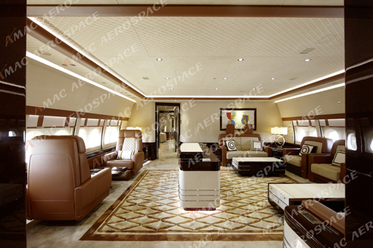 Qatar private jet entertainment room