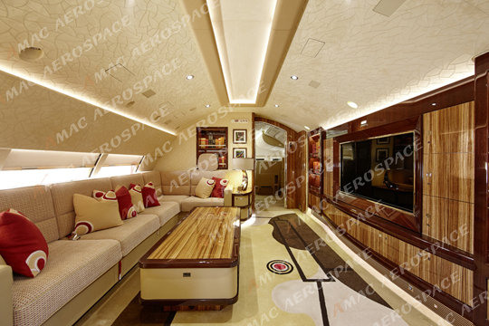 Qatar private jet upper deck lounge