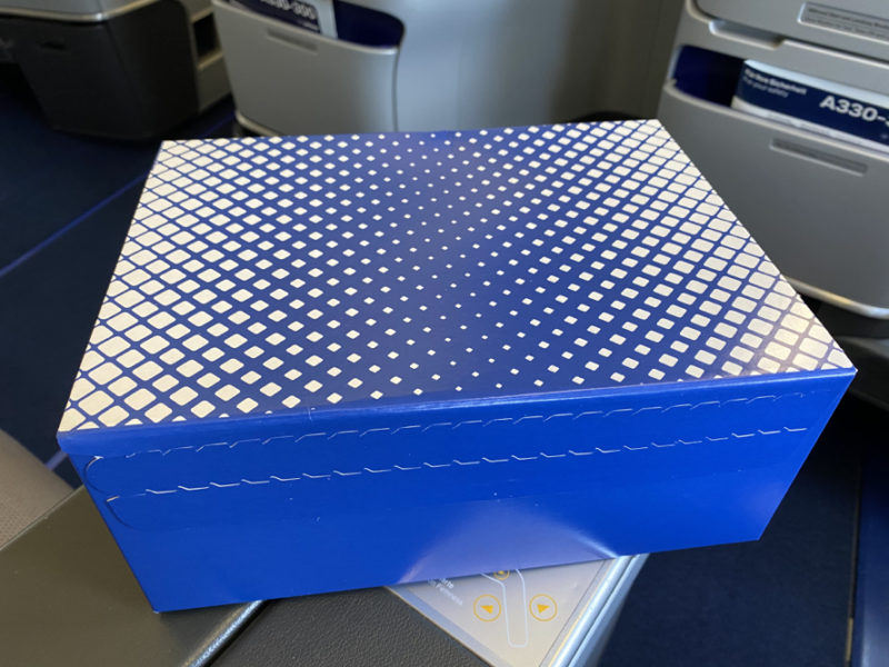 a blue box on a table