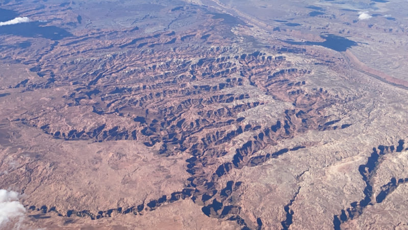 a aerial view of a desert