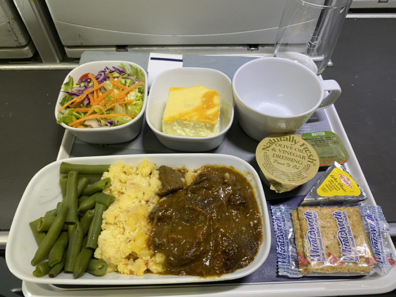 a tray with food on it