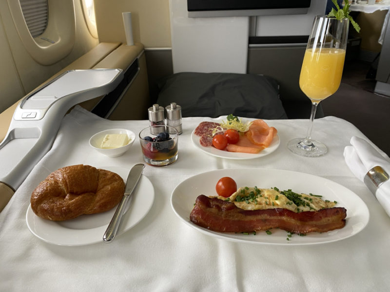 Lufthansa First Class Breakfast