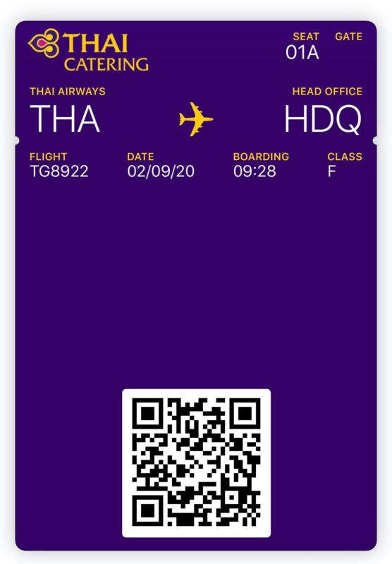 a blue boarding pass with a qr code