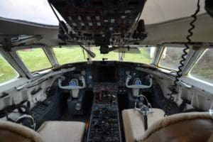 Converted Lockheed JetStar Camping Cockpit