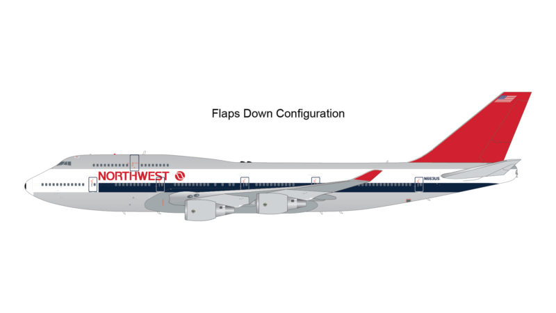 GeminiJets G2NWA909F 1:200 Northwest Airlines Boeing 747-400 N663US (Flaps Down)