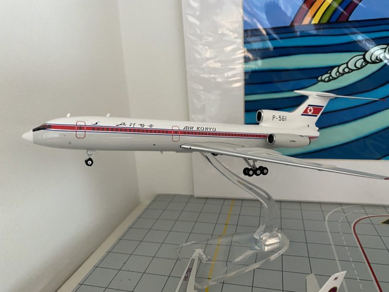 a model airplane on a display