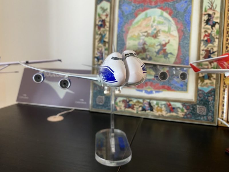 a model airplane on a table