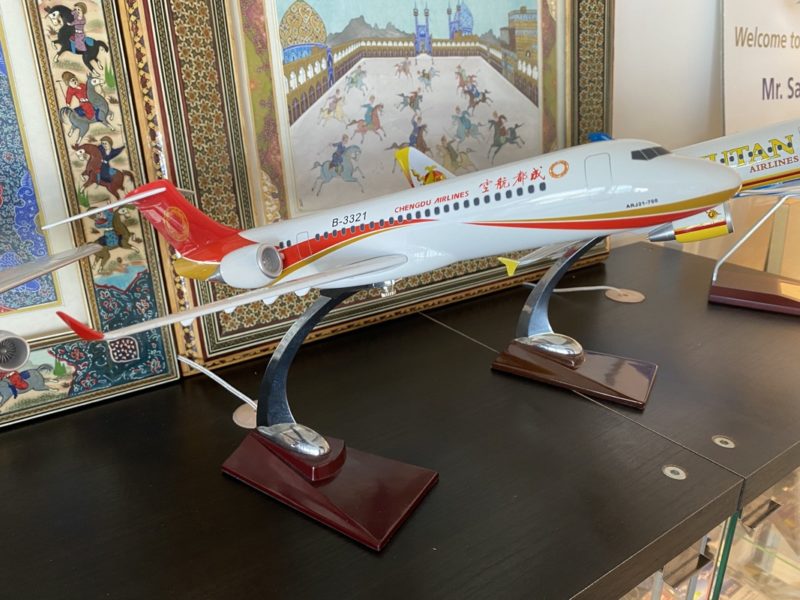 a model airplane on a table