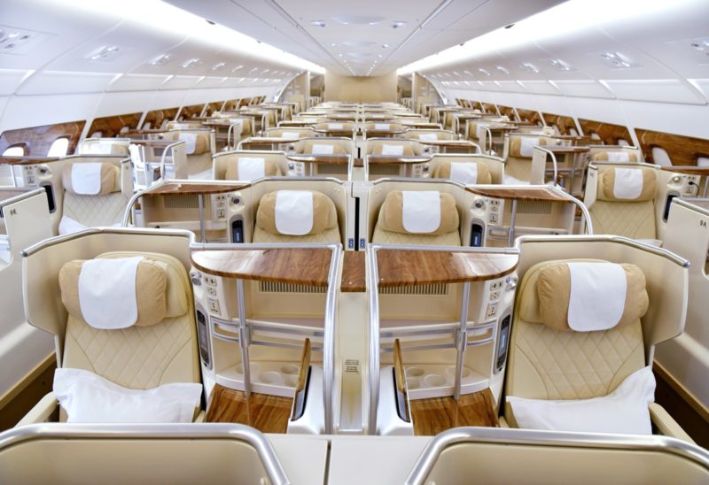 Refurbished Business Class seat on Emirates A380
