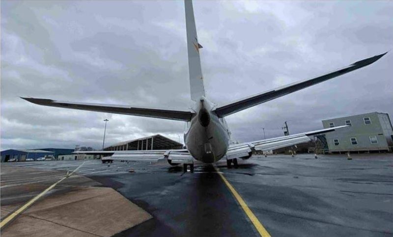 a plane on the runway