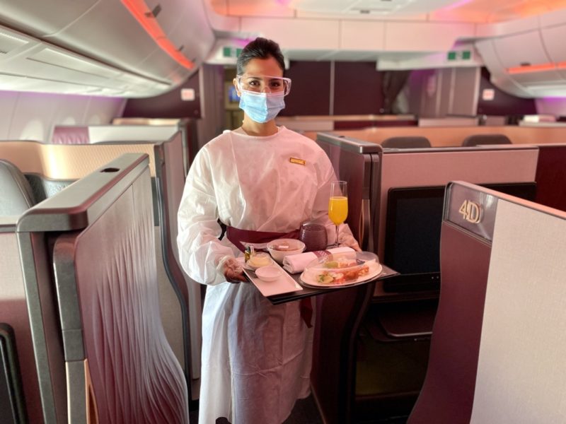 A brunch was served after takeoff but you can order food anytime