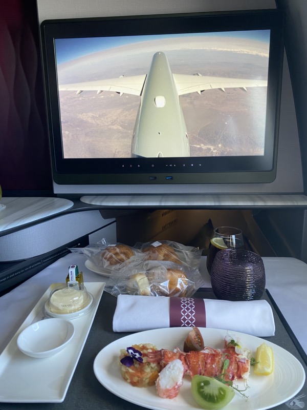 I enjoyed my brunch with great tail camera view of the flight