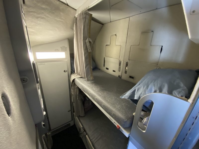 a bunk bed in a plane
