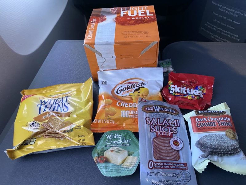 a group of snacks on a seat