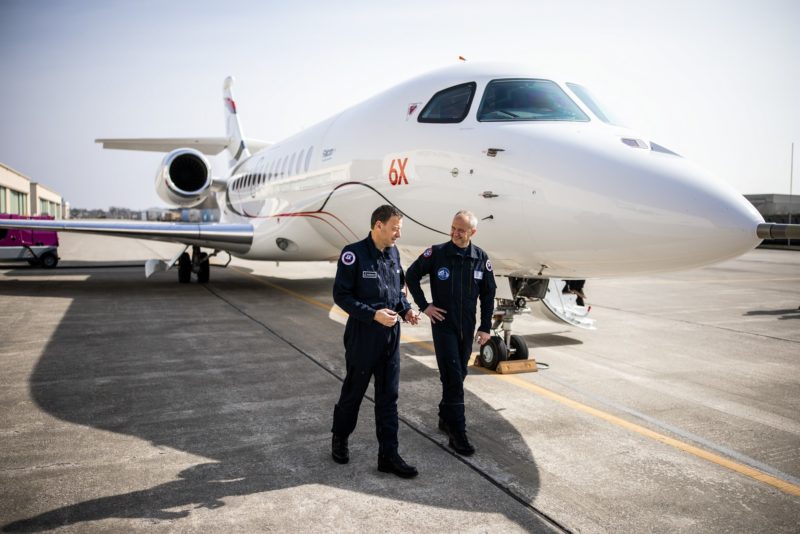 With test pilots Bruno Ferry and Fabrice Valette at its controls.