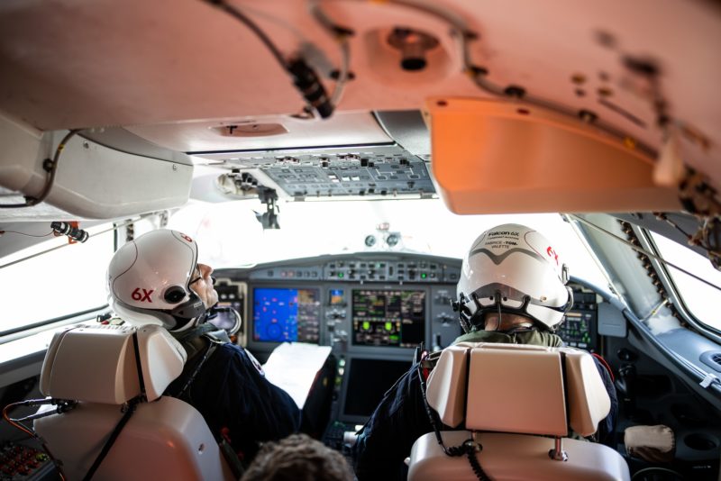 With test pilots Bruno Ferry and Fabrice Valette at its controls.