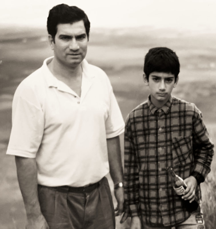 Faraz with his father before he was killed in the terrorist bombing of U.S. Embassy