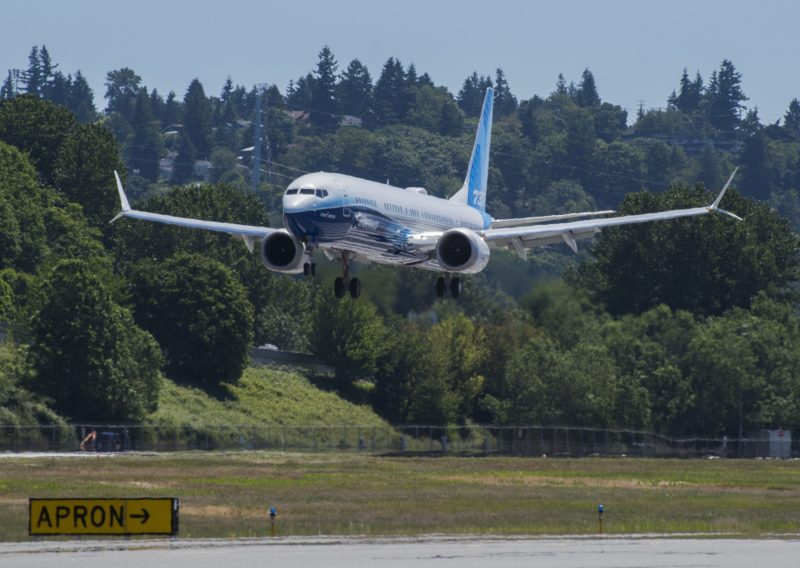 737 MAX-10 First Flight Landing Boeing Field Seattle. Photo: Boeing