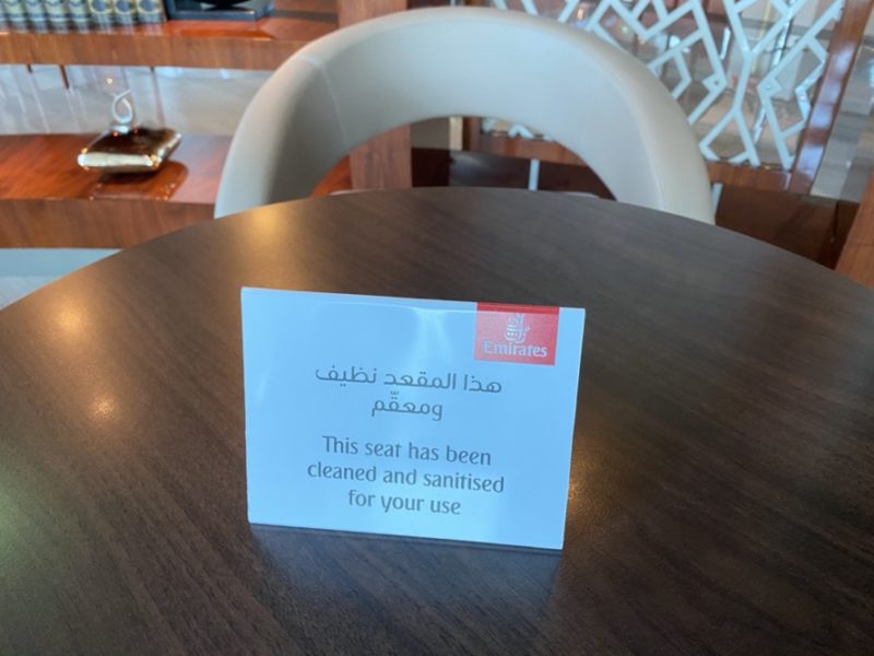 a sign on a table