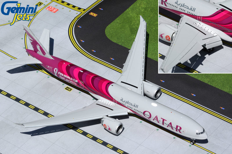 GeminiJets G2QTR972F 1:200 Qatar Airways 777-300ER "FIFA World Cup 2022" (Flaps/Slats Extended)