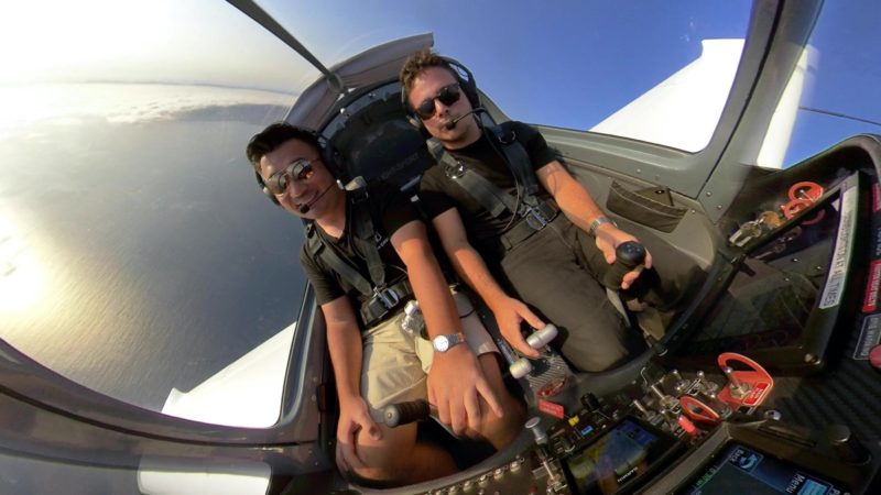 two men in a plane
