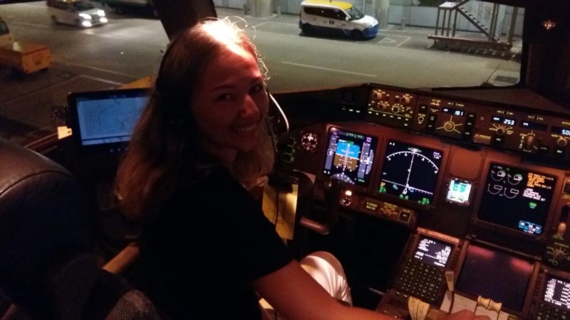 a woman in a cockpit