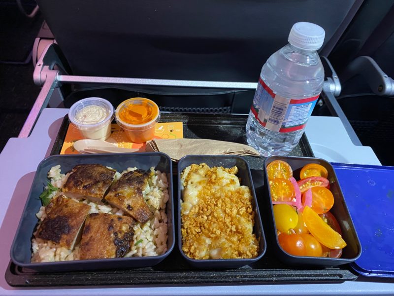 food in a tray on a tray