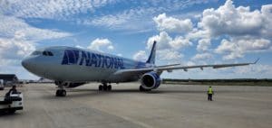 National Airlines is the first U.S. commercial carrier to airlift Afghan evacuees to the U.S. The company A330 aircraft arrived at Washington Dulles Airport today. Mobile lounge unit is used to disembark all passengers onboard.