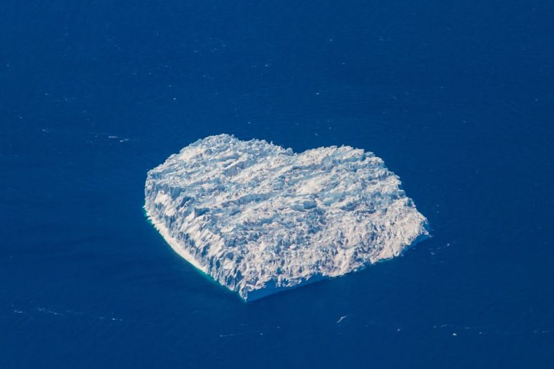 an iceberg in the shape of a heart